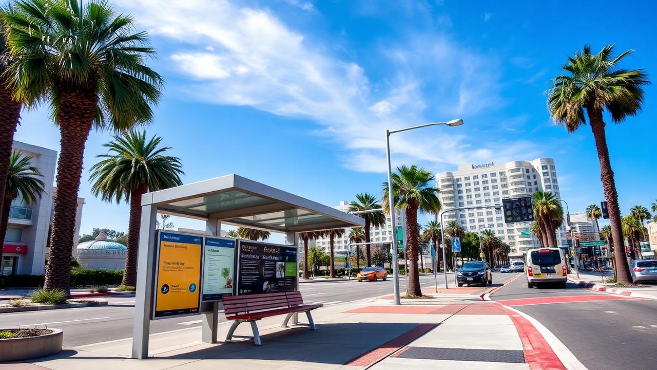 Bus stop installation in Los Angeles County